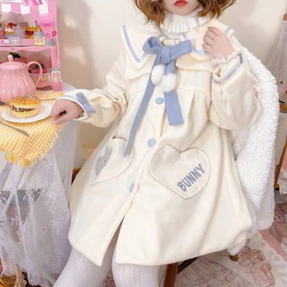 Lolita Bunny Coat Pompom Bow