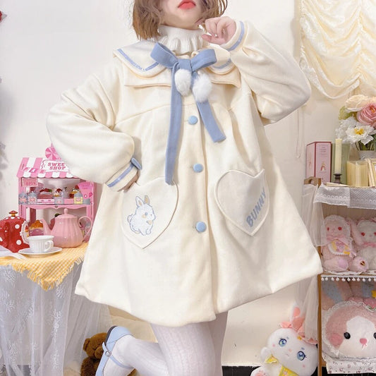 Lolita Bunny Coat Pompom Bow