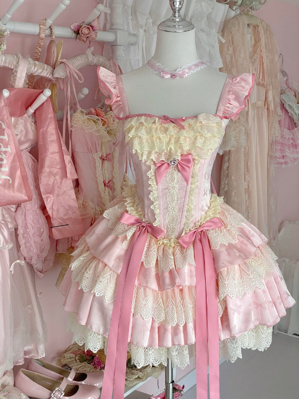 Sweet Strawberry Mint Rococo Dress