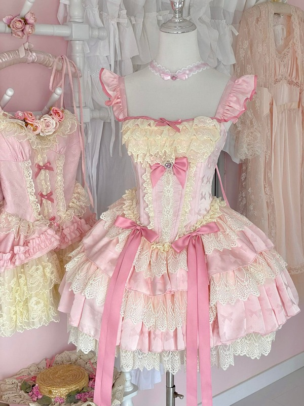 Sweet Strawberry Mint Rococo Dress