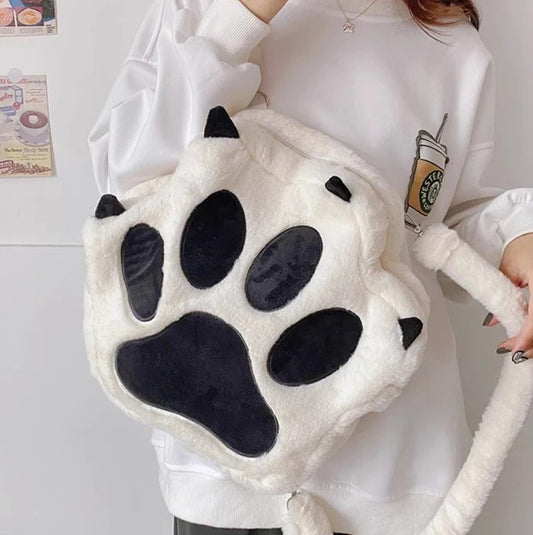 Cute Cat Paw Plush Backpack