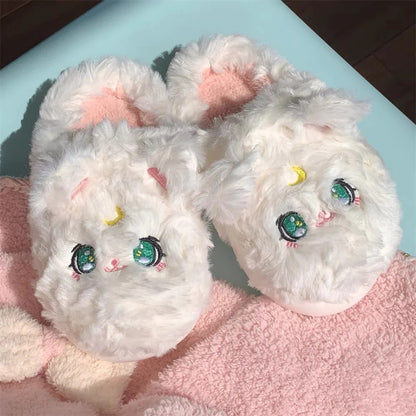 Cat Eyes Fuzzy Slippers