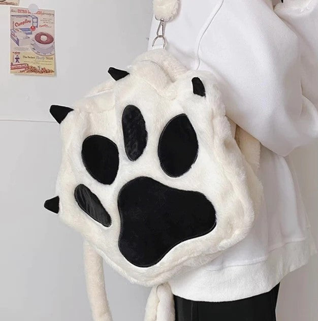 Cute Cat Paw Plush Backpack