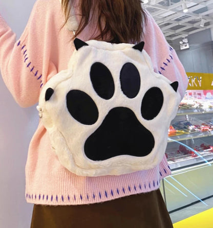 Cute Cat Paw Plush Backpack