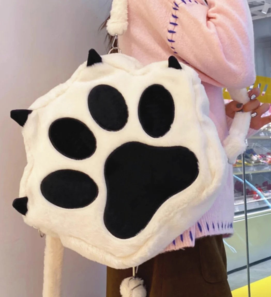 Cute Cat Paw Plush Backpack