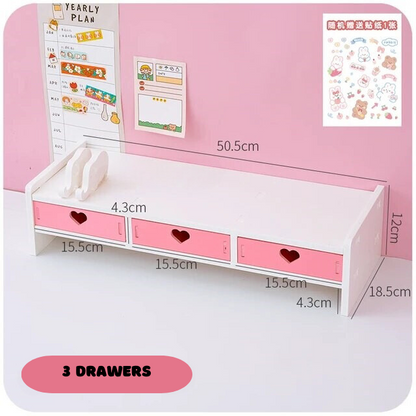 Kawaii Hearts Mini Desktop Drawers