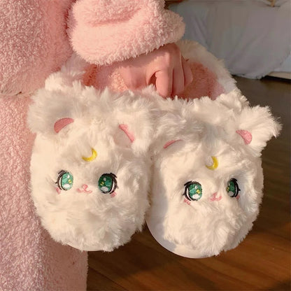 Cat Eyes Fuzzy Slippers