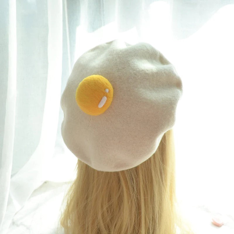 Poached Egg Cute Beret