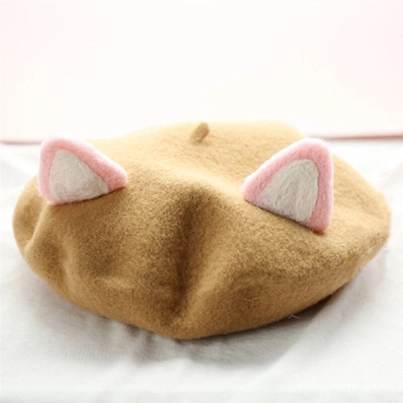 Brown Lovely Cat Ear Beret