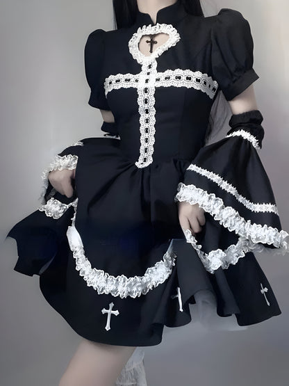 Embroidered Gothic Dress With Sleeves