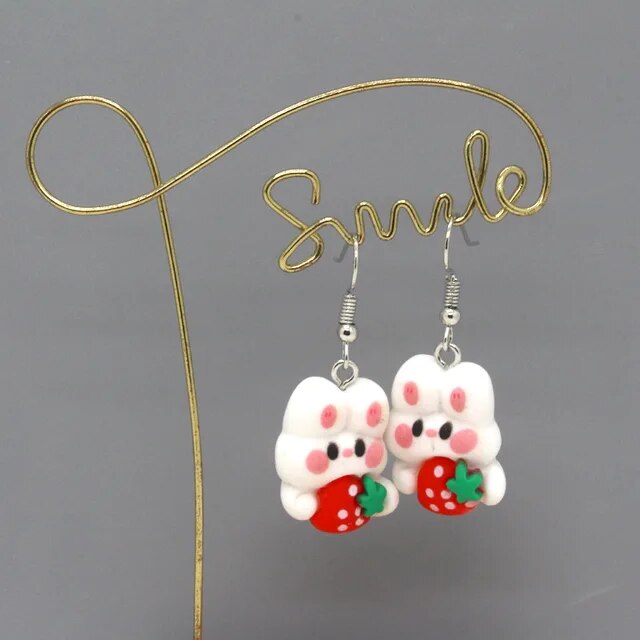 Kawaii Strawberry Bunny Earrings