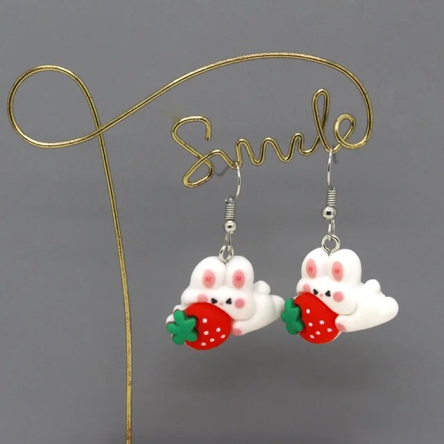 Kawaii Strawberry Bunny Earrings