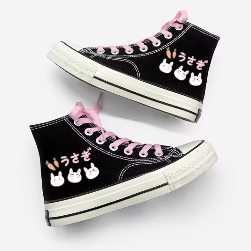 Bunny hi-top canvas sneakers