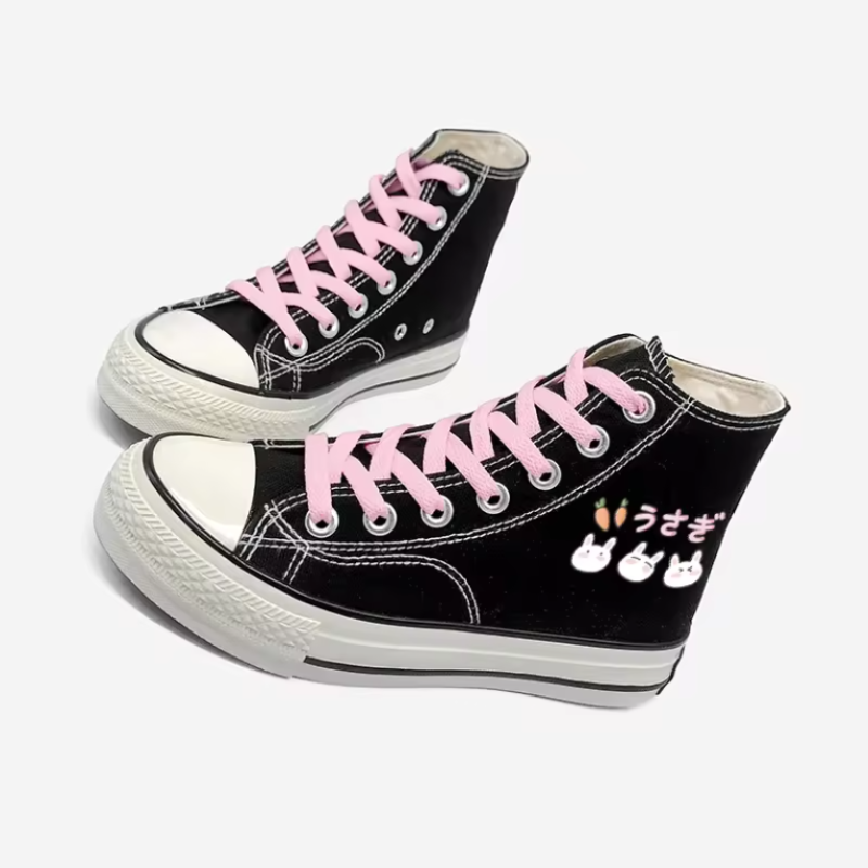 Bunny hi-top canvas sneakers