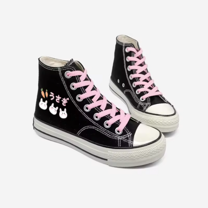 Bunny hi-top canvas sneakers