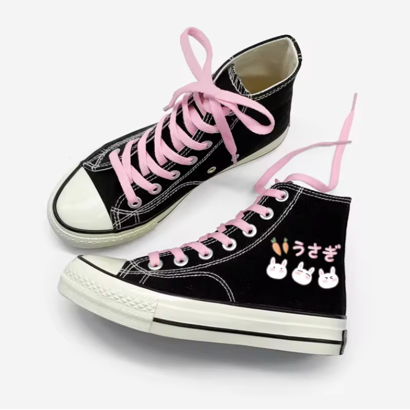 Bunny hi-top canvas sneakers