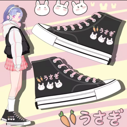 Bunny hi-top canvas sneakers