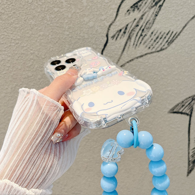 Cinnamoroll Phone Case with Blue Heart Charm