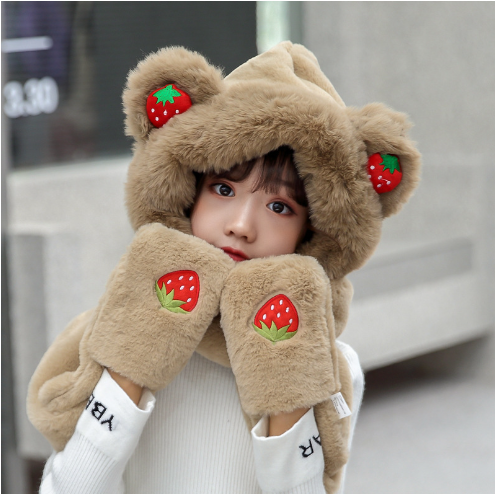 Strawberry Hat/Scarf/Gloves Set