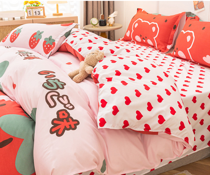 Kawaii Strawberry Bedding Set