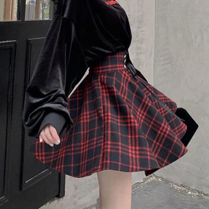 Checkered Pleated Skirt