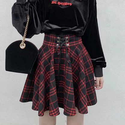 Checkered Pleated Skirt