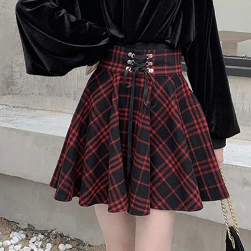 Checkered Pleated Skirt