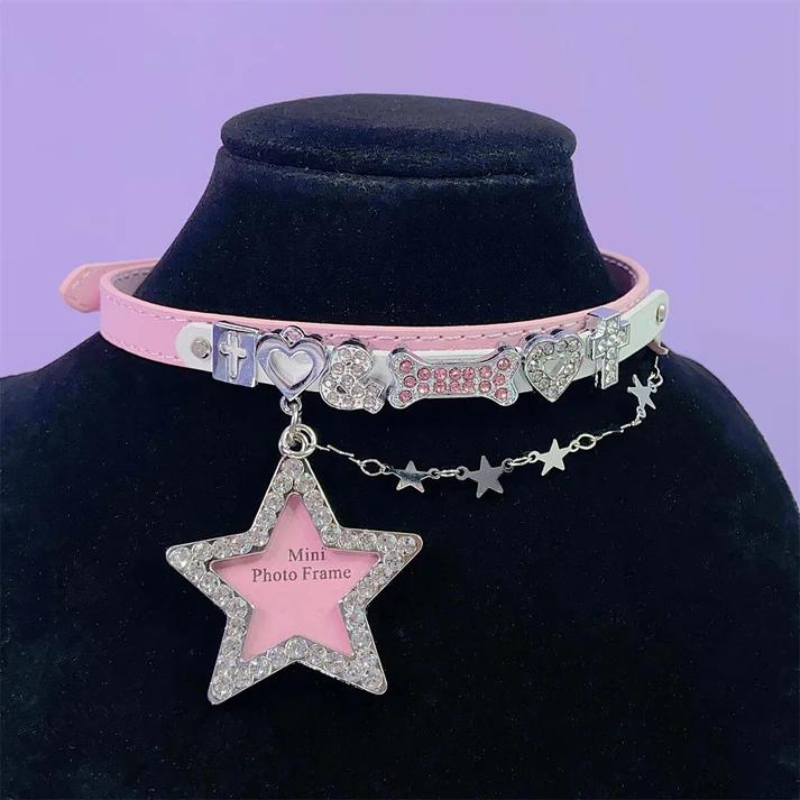 Crossed Diamond Choker Necklaces