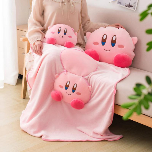 Cute Kirby Blanket and Pillow