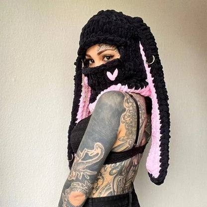 bleck/pink Winter Hat Long Ears