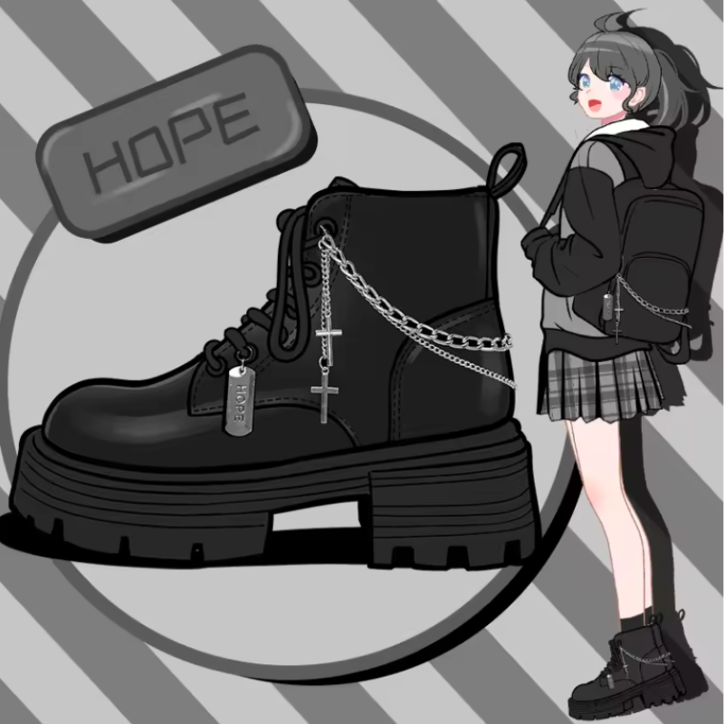 Gothic Kawaii Black Boots