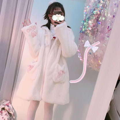 Winter Jacket Kawaii Cat Ears And Paw