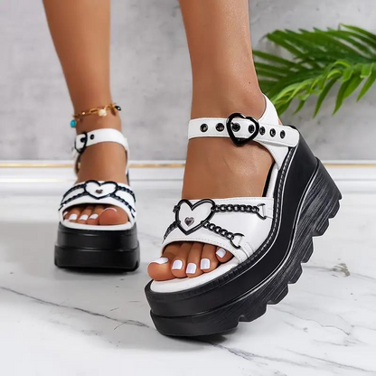 White Heart Chain Sandals