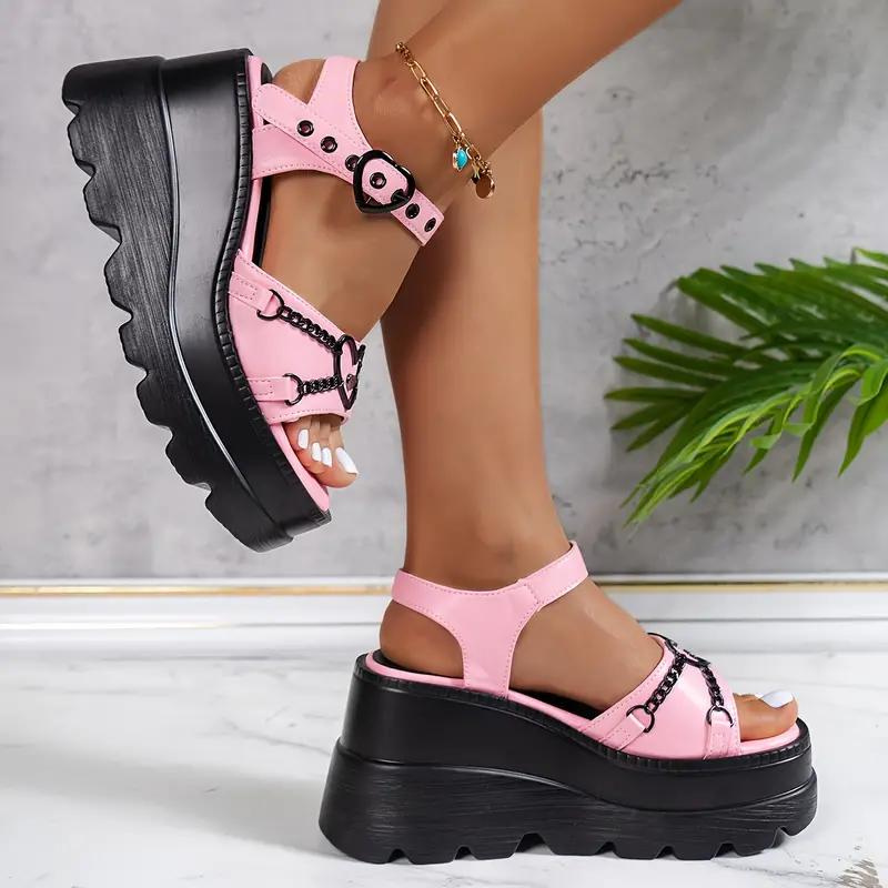 Pink Heart Chain Sandals