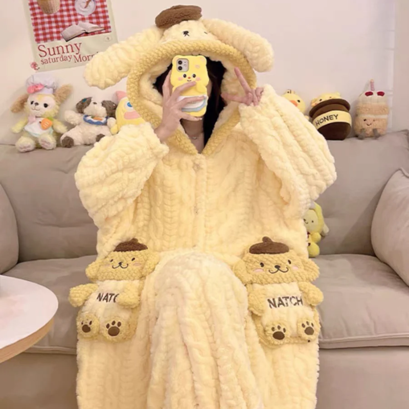 Kawaii Pompompurin Winter Pajamas Dress