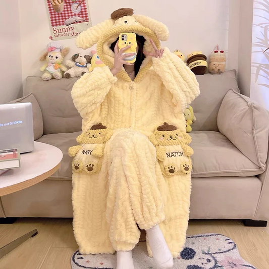 Kawaii Pompompurin Winter Pajamas Dress