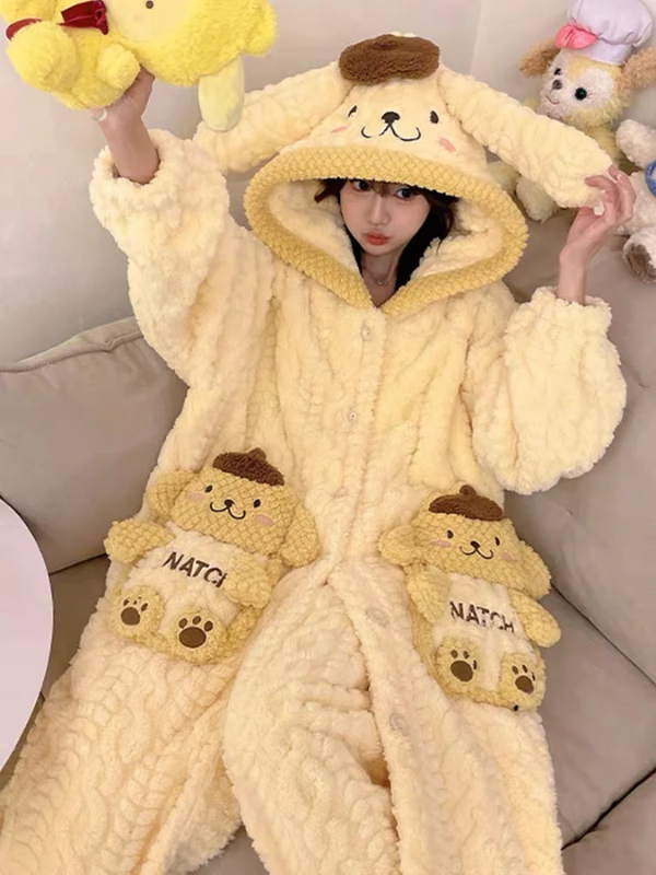 Kawaii Pompompurin Winter Pajamas Dress