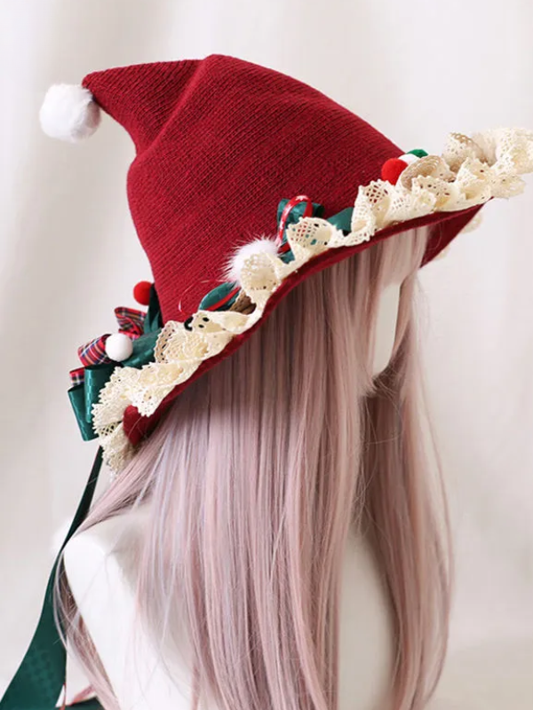 Lace Bow Christmas Hat