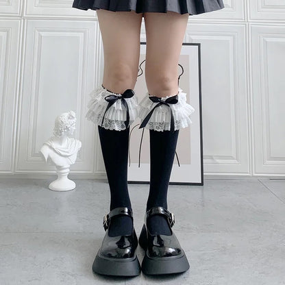 Black Lolita Girls Ruffle Socks