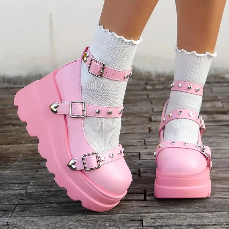 Heart Buckle Platform Shoes