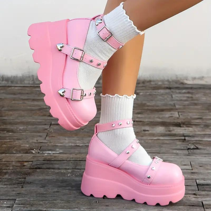 Heart Buckle Platform Shoes