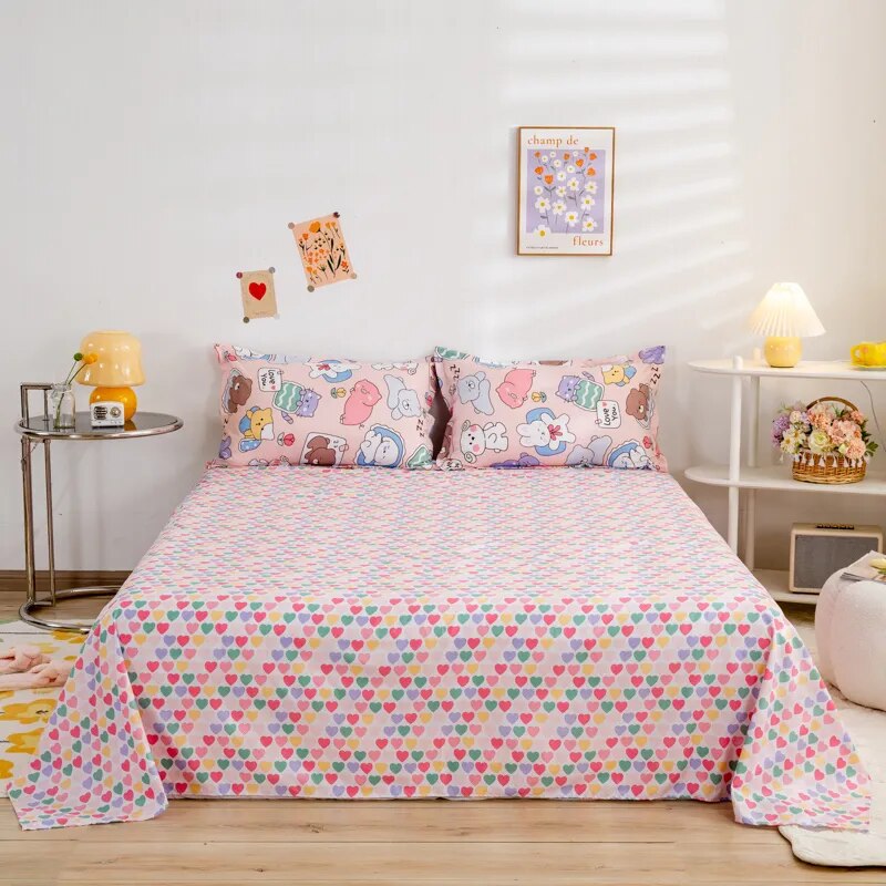 Cute Animals And Hearts Bedding Set