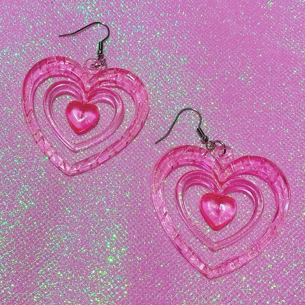 Kawaii Pink Heart Earrings