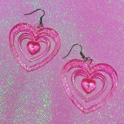 Kawaii Pink Heart Earrings