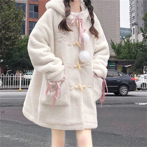 Teddy bear coat with hood