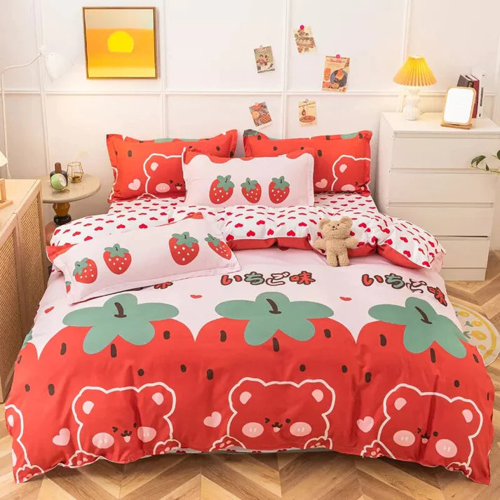 Kawaii Strawberry Bedding Set