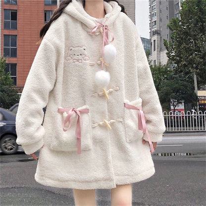 Teddy bear coat with hood