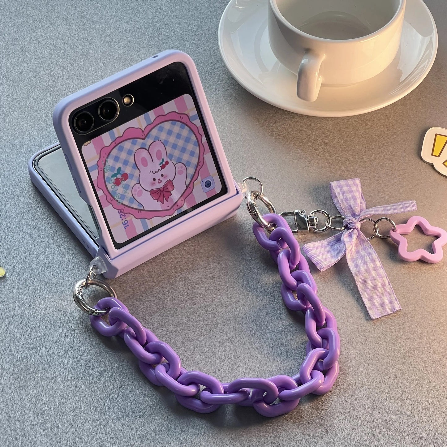 Purple Silicone Phone Case With Pendant