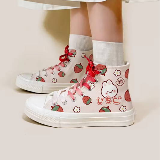 Strawberry Rabbit Canvas Sneakers