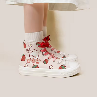 Strawberry Rabbit Canvas Sneakers